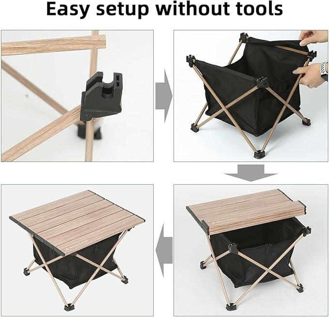 ROCK CLOUD Portable Camping Table Ultralight Aluminum Camp Table with Storage Bag Folding Beach Table for Camping Hiking Backpacking Outdoor Picnic