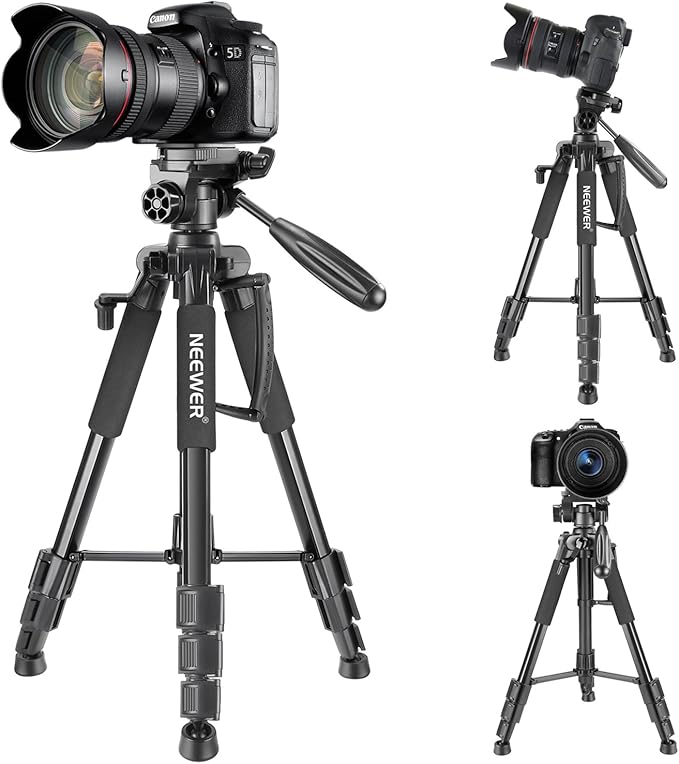 Neewer Portable 56 inches142 centimeters Aluminum Camera Tripod with 3-Way Swivel Pan Head,Bag for DSLR Camera,DV Video Camcorder Load up to 8.8 pounds4 kilograms Black(SAB234)