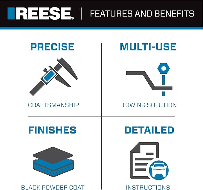 Reese 21536 Trailer Hitch Ball Mount Starter Kit, Fits 2 Inch Square Receiver, 2 Inch Drop, 6,000 lbs. Capacity, Includes 2 Inch Trailer Ball and Pin & Clip