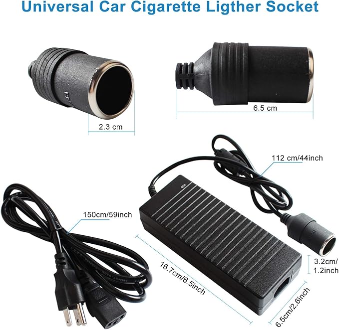 BYGD 12V 10A Car Power Adapter, AC to DC Converter Female Auto Cigarette Lighter Plug 100V 240V 120W Power Supply Adapter Transformer for Car Vacuum Cleaner, and Other Car Devices