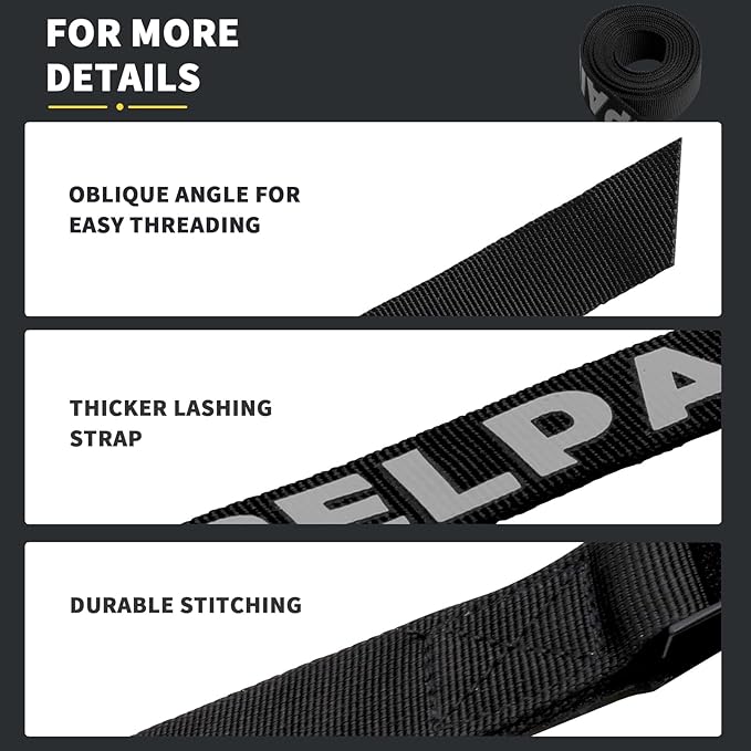 Tie Down Straps with Cam Buckle, Lock Hook Padded Lashing Strap 2765 Lbs Break Strength for Cargo, Motorcycle, Truck, Boat, Dirt Bike, Mattress, Cooler Kit(1" x 12')
