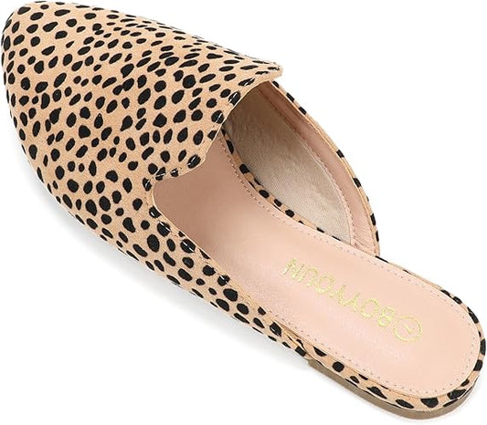 BOYYOUN Mules for Women Comfortable Slip On Backless Flats Pointed Toe Loafers for Work and Casual Wear Low Heel Closed Shoes Womens Mule