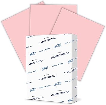 Hammermill Colored Paper, 24 lb Pink Printer Paper, 8.5 x 11-1 Ream (500 Sheets) - Made in the USA, Pastel Paper, 104463R