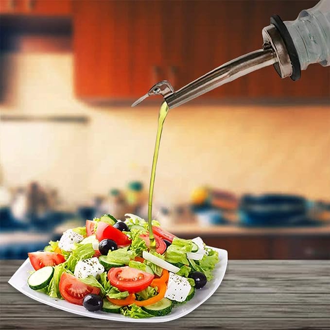 Axe Sickle 2 Pcs Stainless Steel Speed Pour Spouts, Olive Oil Dispenser Spout for 34" Bottle Mouth, Flip Top