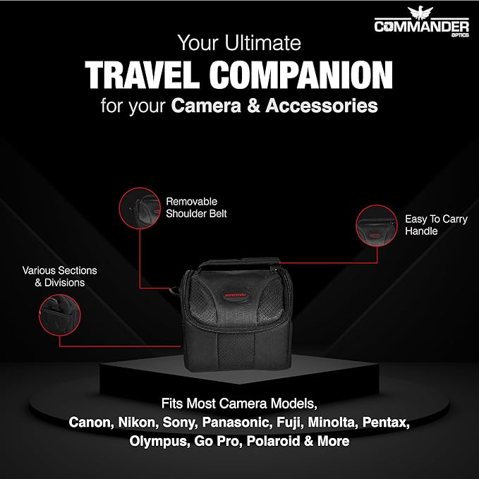 Small Camera Bag - Water Resistant, Soft Padded, Compact Travel Bag for Canon EOS, Nikon, Sony More DSLR CamerasCamcorders Ample Storage and Protection for Your Equipment (Small)