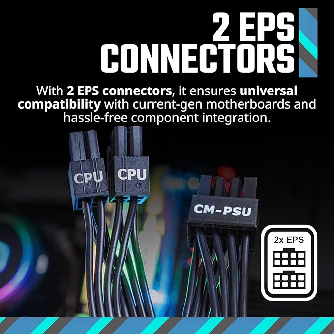 Cooler Master MWE Gold 850 V2 Full Modular, 850W, 80 Gold Efficiency, 2 EPS Connectors, 120mm HDB Fan, Semi-fanless Operation, 5 Year Warranty