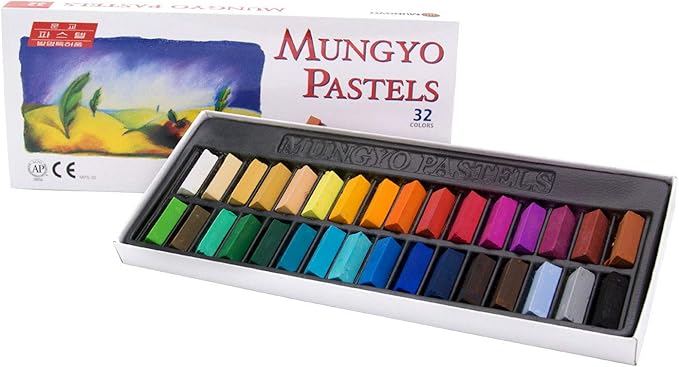 MUNGYO Non Toxic Square Chalk, Soft Pastel, 32 Colors
