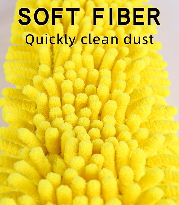 Flexible Fan Blade Cleaner Microfiber Duster, Washable Hand Duster for High Ceiling, Removable & Bendable Brush Head Fits All Extension Poles with Standard US Acme Thread (Pole Sold Separately)