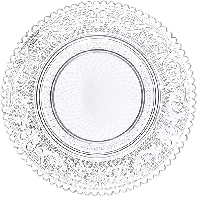 Bowls Vingate Creative Embossed Glass Plate Round Transparent Fruit Tray Home Kitchen Cake Dried Fruit Salad Plate (Size : 10"620g)