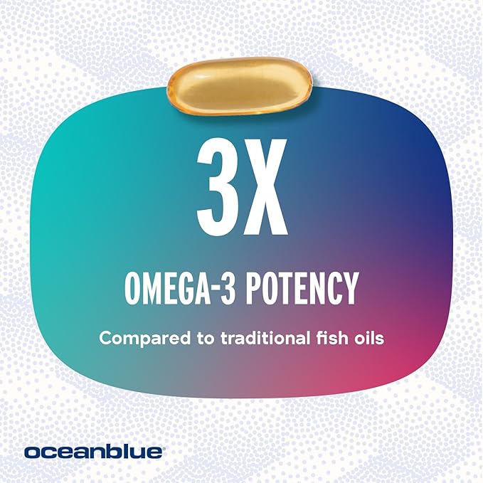 Oceanblue Professional Omega-3 2100 with Vitamin D3 60 ct Triple Strength Burpless Fish Oil Supplement with High-Potency EPA, DHA, DPA and Vitamin D3 Wild-Caught Vanilla Flavor (30 Servings)