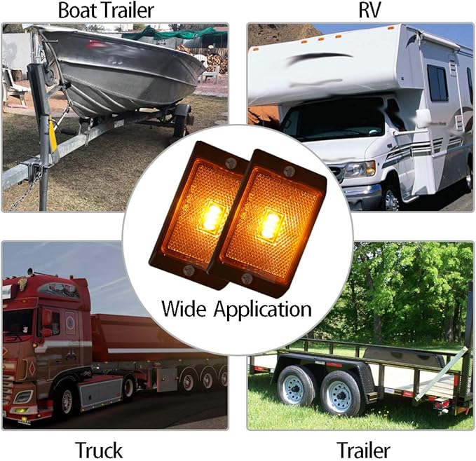 CZC AUTO LED Amber Side Marker Lights Sealed Submersible LED Clearance Reflector Lamps Waterproof Trailer Running Lights for 12V Boat Trailer Truck Marine RV (2 pack)