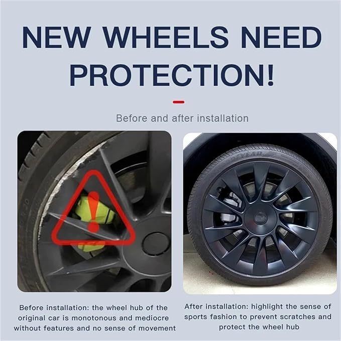 Carbon Fiber Wheel Cover Compatible for Tesla Model Y 2021-2023 20 Inch Induction 21 inch UberTurbine Wheel Protector ABS Hubcap Accessory(Matte Carbon 20 inch)