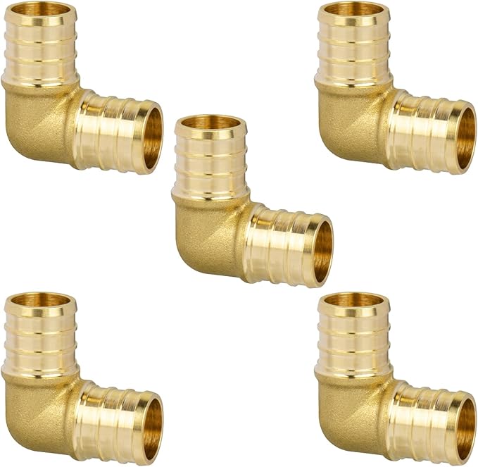 12" PEX Elbow 90 Degree, PEX Fitting for Plumbing Repairs, Sturdy and Durable Brass Crimp Fitting (5 Pack)