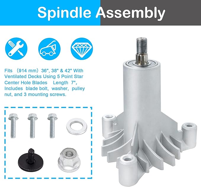130794 532130794 Spindle Assembly Fits for Husqvarna Craftsman AYP Riding Mowers Tractors 36" 38" and 42" Deck 285-456 LT1000 CT130 CTH150