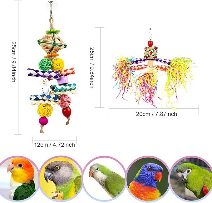 Parrots Shredding Toys Parakeet Chewing Toys Loofah Toys Parrot Cage Shredder Toys Bird Foraging Hanging Toys Bird Accessories for Parrots Lovebird Cockatiel Conure African Grey