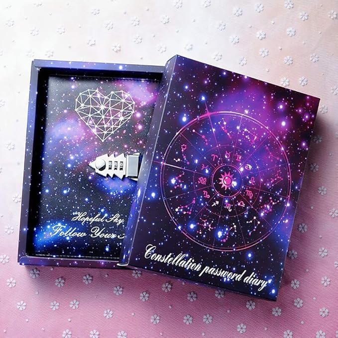 A5 PU Leather Diary with Lock Digital Password Notebook Locking Journal Writing Notebook with a Pen for Women and Girls Heart Shaped Stationery,Purple