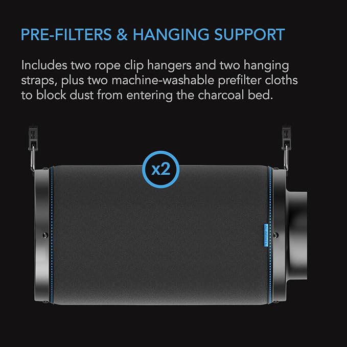 AC Infinity Air Carbon Filter 6" with Premium Australian Virgin Charcoal, for Inline Duct Fan, Odor Control, Hydroponics, Grow Rooms