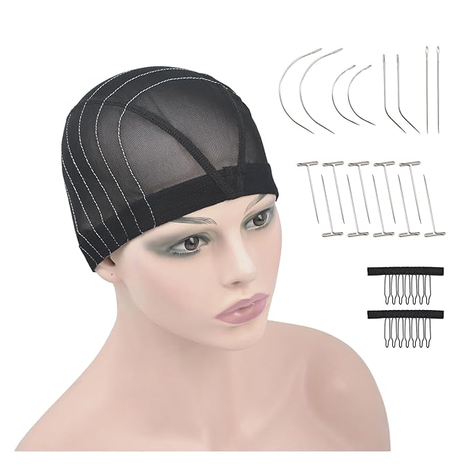 Mesh Dome Caps Wig Cap with Guideline Map for Wig Making Stretchable Wig Caps for Beginners Making Wigs (4x4 M)