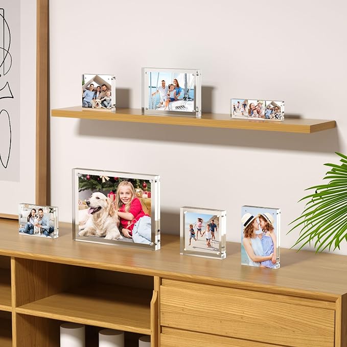 AITEE 4x6 Acrylic Picture Frames 2 Pack, Clear Picture Frames,20% Thicker