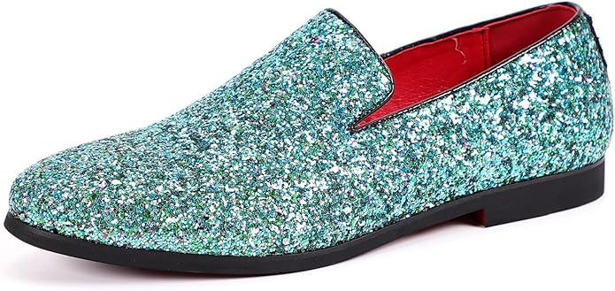 Mens Glitter Loafers Dress Shoes Slip On Tuxedo Suit Shoes Luxury Wedding Sparkly Casual Shoes