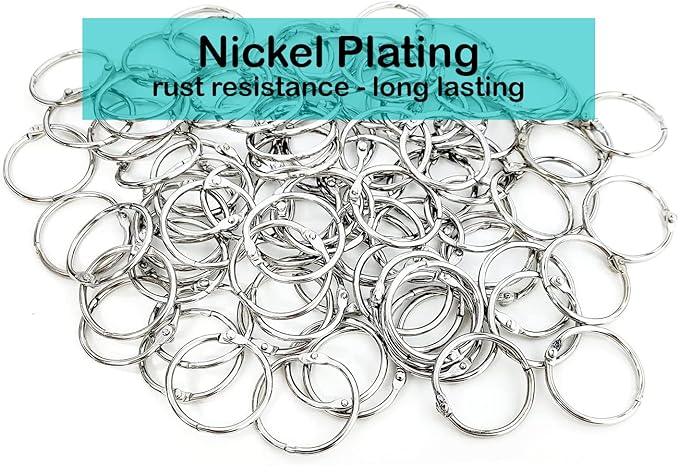 Loose Leaf Binder Rings 1 12 Inch, Metal Book Rings for Index Cards 100 Pack, Heavy Duty Nickel Plated Great for Flashcards, Home, School and Office