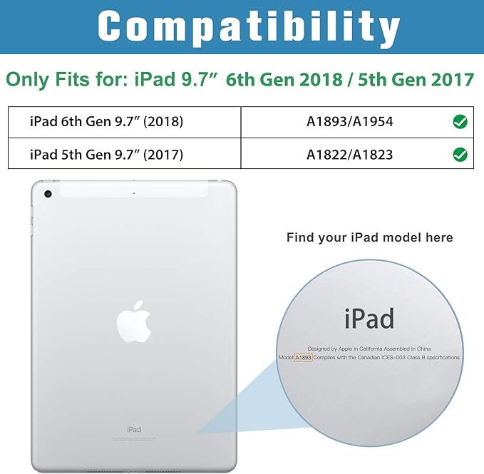 ProCase Smart Case for iPad 9.7 Inch iPad 6th5th Generation 2018 2017(Model: A1893 A1954 A1822 A1823), Ultra Slim Lightweight Stand Cover with Translucent Frosted Back -Purple