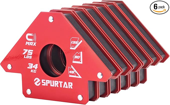 Spurtar Welding Magnets 75lbs 6pcs, Heavy Duty Welding Magnets and Clamps, Strong Magnetic Clamp Holder Tools and Accessories 45, 90, 135 Degree