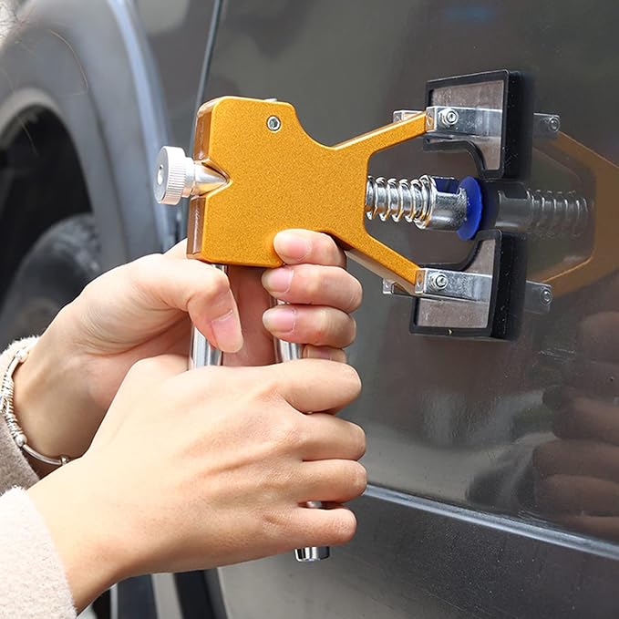 Paintless Car Dent Puller Kit, Dent Removal Kit Tool Car Dent Remover Auto Body Dent Repair Tool Kit Golden Lifter Dent Repair Puller for Car Body, Motorcycle, Refrigerator.