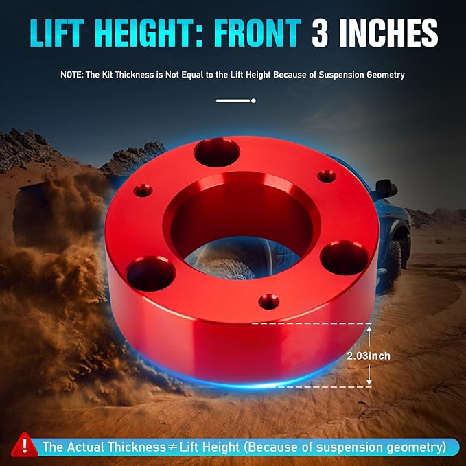 3" Red Front Leveling Lift Kits for 2007-2022 Chevy Silverado 1500GMC Sierra 1500, Front Strut Spacers Raise 3 Inch for Chevy Avalanche Suburban 1500 Tahoe Yukon XL 1500