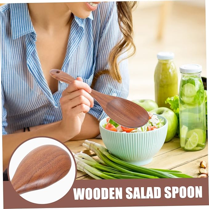 Wooden Salad Serving Utensil Construction Round Edges for Family Friends