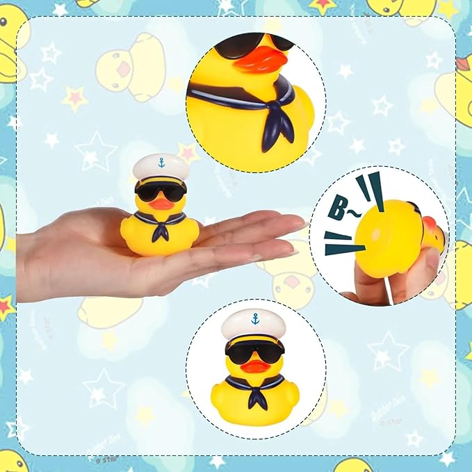 12pcs Rubber Ducks, Captain Ducks, 2 inch Rubber Ducks with accesories