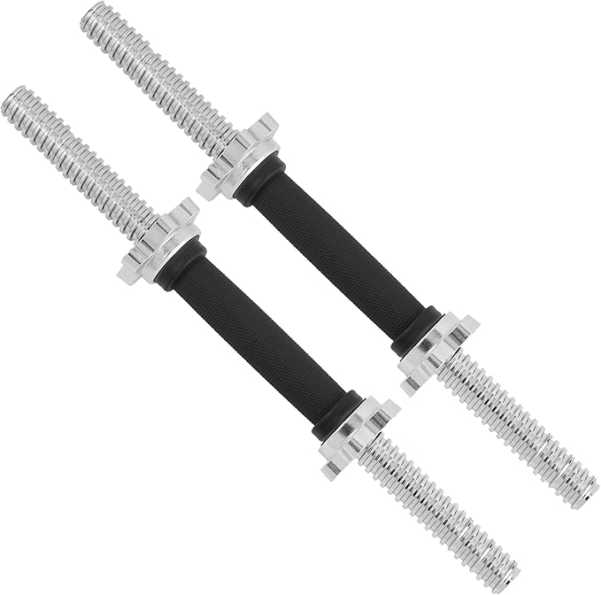 Yes4All Pair of Threaded Dumbbell Handles 14/16/18/24 inch, Chrome/Rubber Grip, Fit 1” Plates, Weight Bar Connector