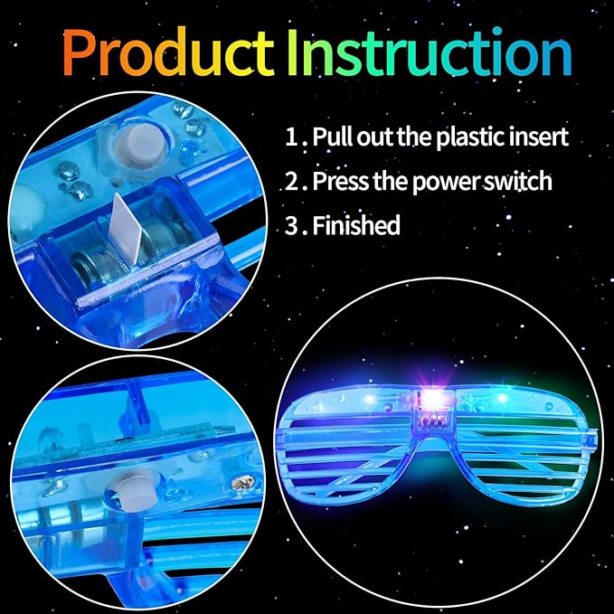 15 Pack Light Up Glasses 5 Colors LED Glasses Glow in The Dark Party Supplies for Kids Adults 80s Shutter Shades Neon Party Favors