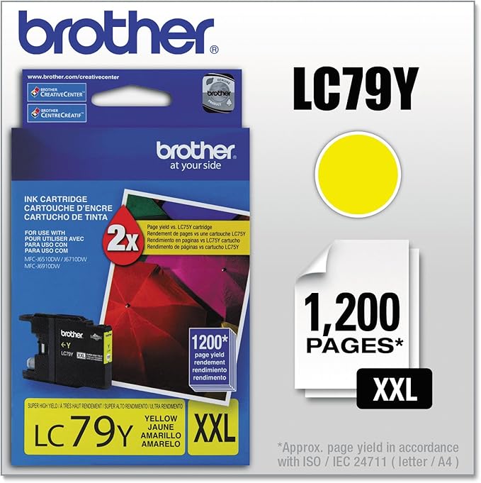 Brother Printer LC79Y Super High Yield (XXL) Yellow Cartridge Ink - Retail Packaging