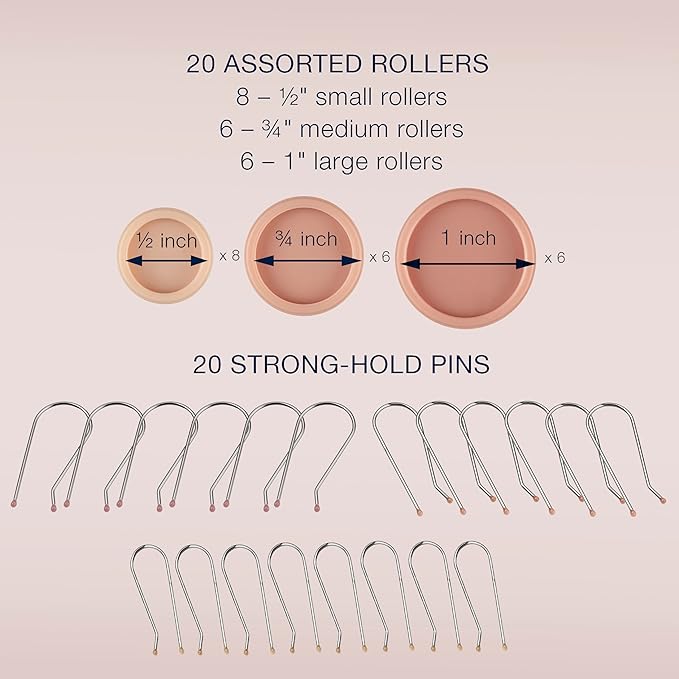 Conair Double Ceramic Hot Rollers for Long, Medium, and All Hair - Hair Curler - Hair Roller Clips Included - 12 inch, 34 inch, and 1 inch Rollers