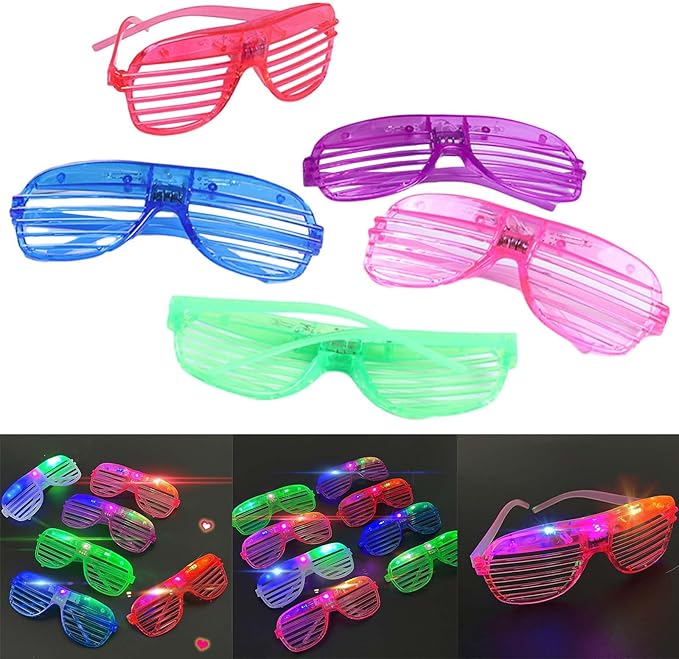 10Pcs/pack LED Shutter Glasses LED Glowing Sunglasses For Adults Teens Kids Party Birthday Decoration