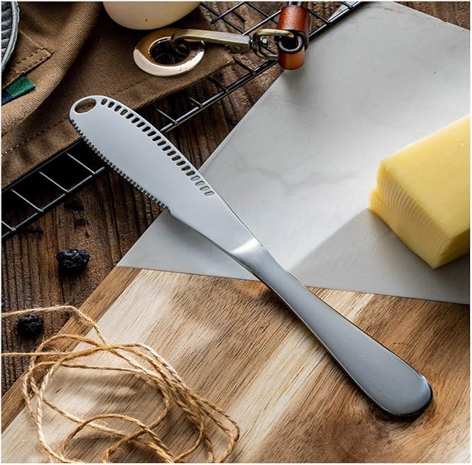 The Better Butter Spreader Knife, Butter Knife Spreaders, Stainless Steel Butter Knives Curler, Butter Knifes for Cold Butter Slicer with Holes, Butter Grater, 3 in 1 Kitchen Gadgets Serrated