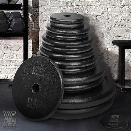 CAPHAUS Black Standard Solid Cast Iron Weight Plates 1-inch Center Hole for Standard Barbell Dumbbell Handles Size available in 1.252.557.51012.525 50 LB Multiple Options