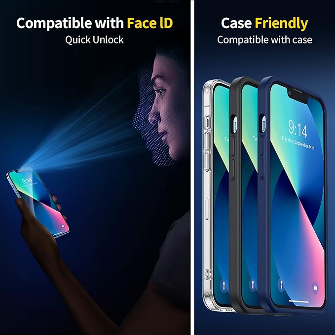SMARTDEVIL 3 Pack Screen Protector for iPhone 14iPhone 13 iPhone 13 Pro(6.1 Inch), Easy Installation Frame10X Military Grade Shatterproof HD Bubble Free Diamonds Hard Tempered Glass