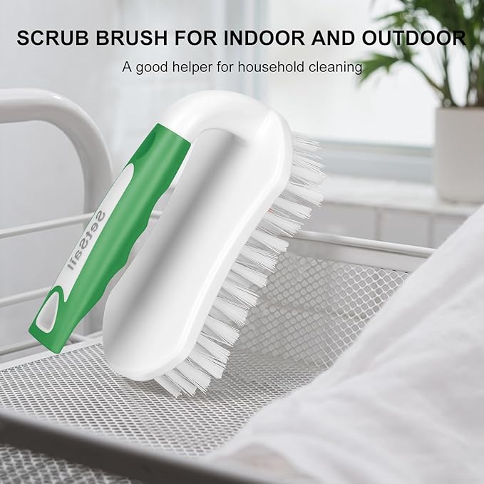 SetSail Scrub Brush, Heavy-Duty Scrub Brushes for Cleaning with Stiff Bristles Cleaning Brush for Shower, Bathroom, Carpet, Kitchen and Bathtub Scrubber - 2 Pack Green