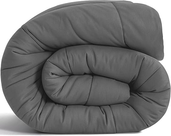 NTBAY Down Alternative All Season Twin (68x90) Bedding Comforter, Microfiber Lightweight and Machine Washable Quilted Bed Duvet Insert with Corner Tabs, Dark Grey AUSNTMFQU-T-SH