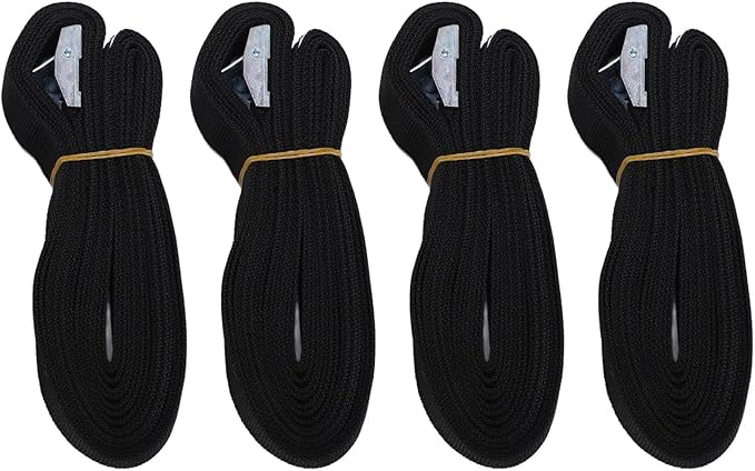 Luggage Tie Down Strap Heavy Duty Flexible Secure Hold 4 Suitcase Straps Quick Release Buckles for Camping (Black)