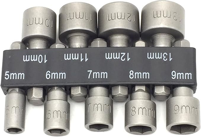 PANOVO 9pcs Power Hand Driver Drill Tools Set 5-13mm Metric Socket Wrench Set Power Nuts Driver Socket 1/4" Hex Shank Drill Bit Set