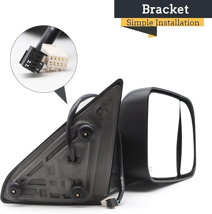 TOEMIRR Towing Mirrors fit for 2009-2018 Dodge Ram 1500 2010-2018 Ram 2500 3500 Passenger Side Mirror Heated Power Temperature Sensor Turn Signal Light Puddle Light Manual Flipping Black RH Tow Mirror