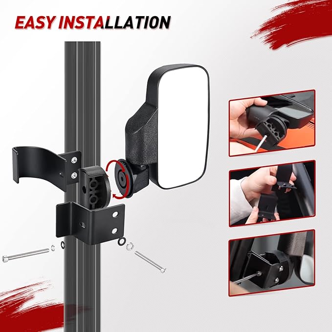 Frokom UTV Side Mirror, UTV Mirrors Fit Pro-Fit Cage Compatible with Polaris Ranger 570 900 XP 1000 2015-2023 General 1000,Can Am Defender Maverick Trail,Breakaway and 360 degree Adjustable mirrors