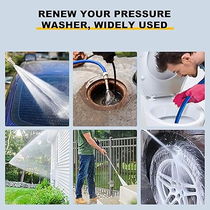 OCPTY Hot Water Pressure Washer Hose 38" x 100ft 6000 psi Non-Marking 2-Braid R2 Gray