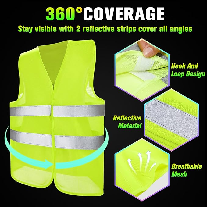 JaGely High Visibility Safety Vest, Bulk Reflective Mesh Safety Vest for Men and Women, Work, Cycling, Runner, Neon