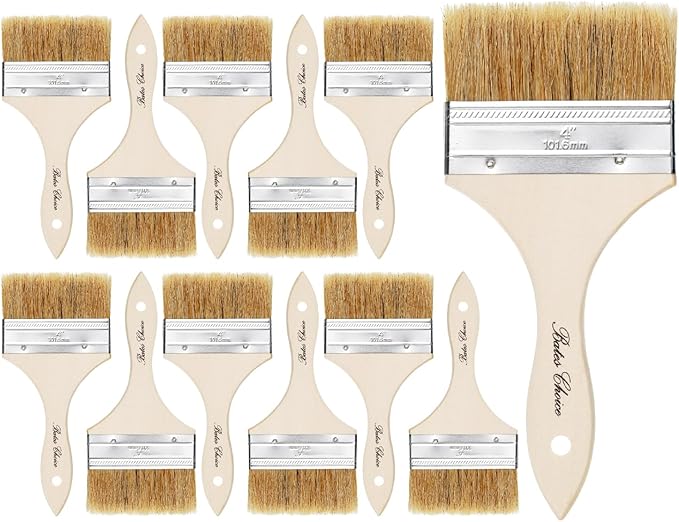 Bates- Chip Paint Brushes, 4 Inch, 12 Pack, Chip Brush, Brushes for Painting, Paint Brushes, Stain Brushes for Wood, Natural Bristle Paint Brush, 4 Inch Paint Brush, Chip Paint Brushes for Paint