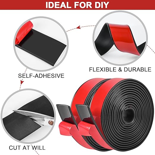 Adhesive Rubber Strips 4" Wide x 116" Thick x 10' Long Neoprene Rubber Sheets, Rolls Strips with Adhesive Backing Rubber Pads Self Stick Seal Rubber Gasket Adhesive Back for Matting Padding