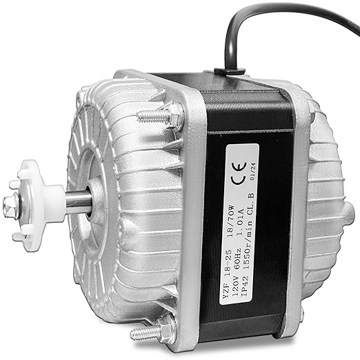 YZF18-25 Fan AC Motor(Copper Wire)120V 60HZ 18W 1.01A,YZF18-25 Shaded Pole Motor,with Single Phase, 4 Shaded Poles 1550 rmin,Suitable for Condenser, Evaporator, Radiator and Other Cooling Equipment